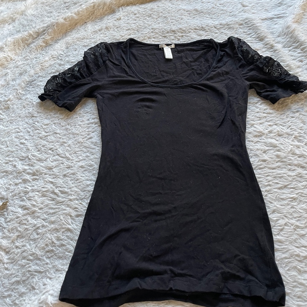 Ambiance Black shirt with lace detailing